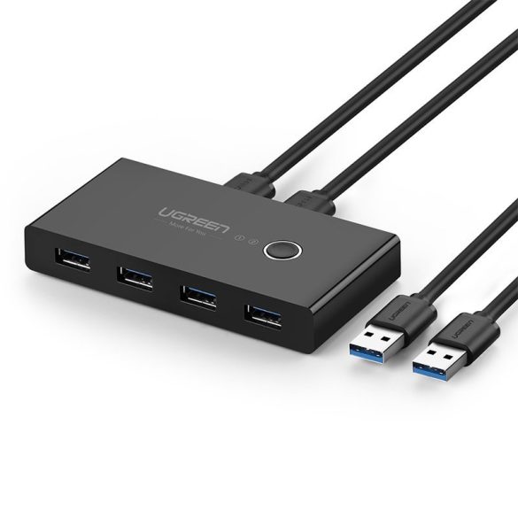 Ugreen kapcsolódoboz HUB kapcsoló 4x USB 3.2 Gen 1 USB elosztó két számítógépre fekete (US216 30768)