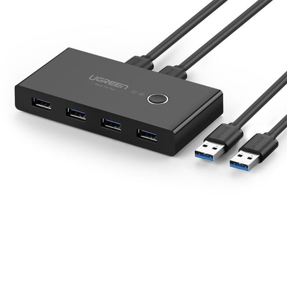 Ugreen kapcsolódoboz HUB kapcsoló 4x USB 3.2 Gen 1 USB elosztó két számítógépre fekete (US216 30768)