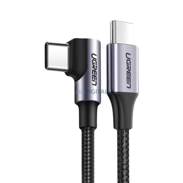 Ugreen hajlított kábel USB Type C - USB Type C Power Delivery 60 W 20 V 3 A 1 m fekete-szürke kábel (US255 50123)