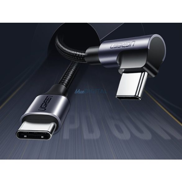 Ugreen hajlított kábel USB Type C - USB Type C Power Delivery 60 W 20 V 3 A 1 m fekete-szürke kábel (US255 50123)