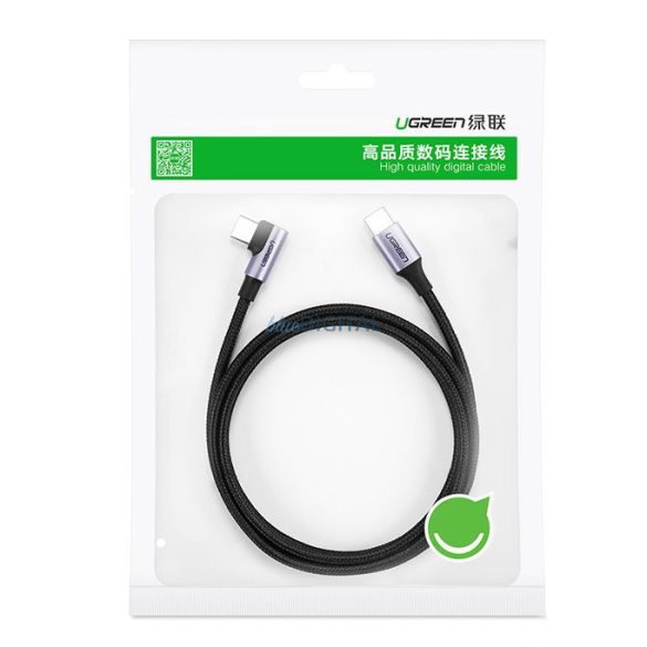 Ugreen hajlított kábel USB Type C - USB Type C Power Delivery 60 W 20 V 3 A 1 m fekete-szürke kábel (US255 50123)