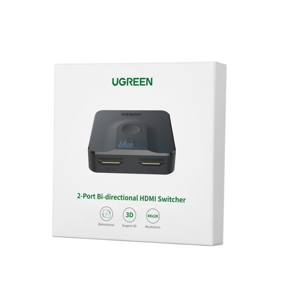 Ugreen switch HDMI elosztó kapcsoló - 2x HDMI 4K 60Hz fekete (CM217)