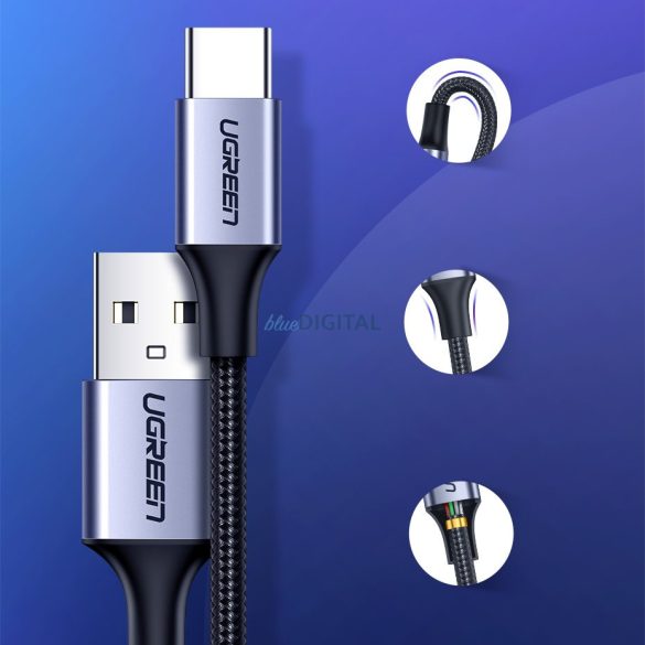 Ugreen kábel USB kábel - USB Type C gyorstöltő 3.0 3A 0.5m szürke (60125)