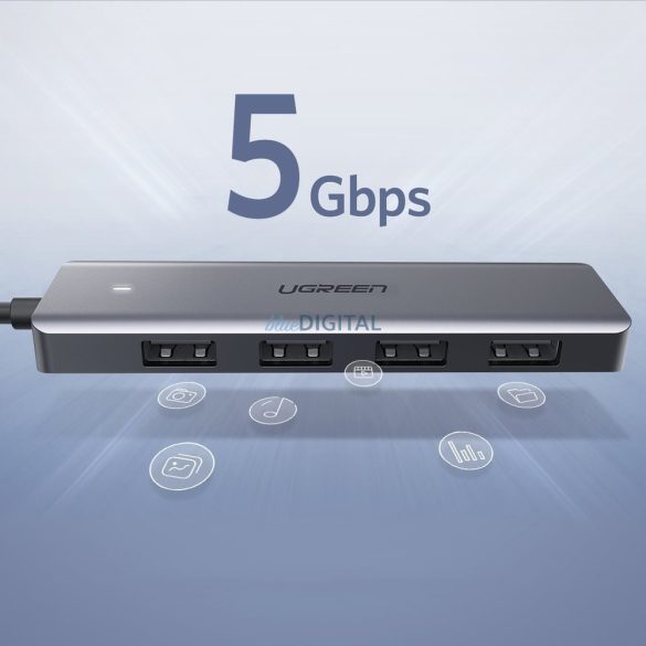 Ugreen USB Type C HUB - 4x USB 3.2 Gen 1USB-C tápcsatlakozó szürke (CM219 70336)