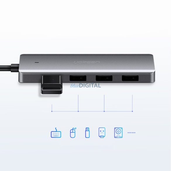 Ugreen USB Type C HUB - 4x USB 3.2 Gen 1USB-C tápcsatlakozó szürke (CM219 70336)