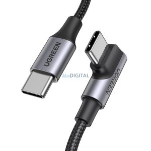 Ugreen US334 USB-C / USB-C 90º 480Mb/s 2m-es szögletes kábel - fekete