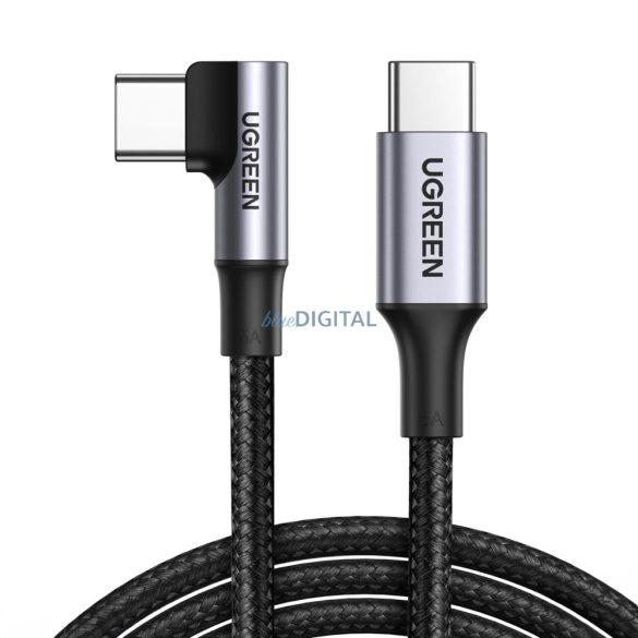 Ugreen US334 USB-C / USB-C 90º 480Mb/s 2m-es szögletes kábel - fekete