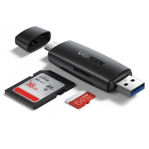 Ugreen adapter SD / micro SD kártyaolvasó (USB-A / USB-C) fekete (CM304)