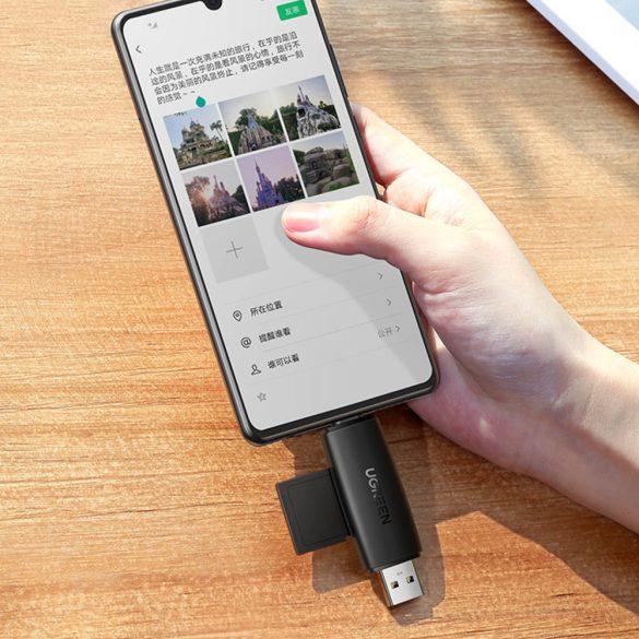 Ugreen adapter SD / micro SD kártyaolvasó (USB-A / USB-C) fekete (CM304)