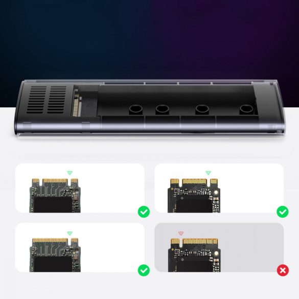 Ugreen M.2 SSD meghajtó ház USB 3.2 Gen 2 (SuperSpeed USB 10 Gbps) szürke (CM400 90264)