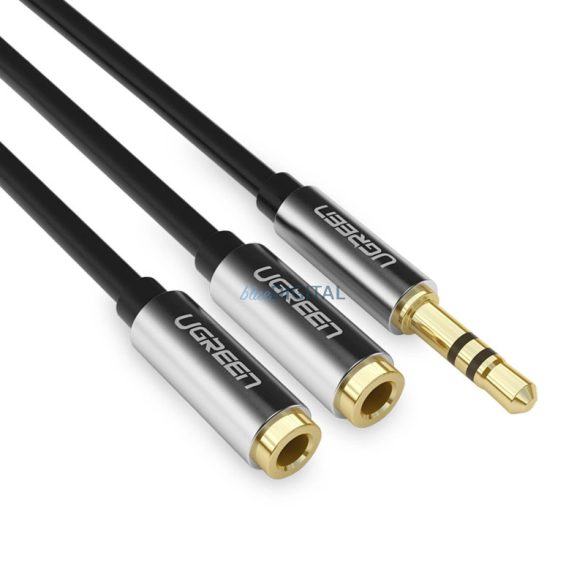 Ugrenn AV123 fejhallgató kábel 3,5 mm-es mini jackány (male) - 2x 3,5 mm-es mini jackány (nő) - fekete