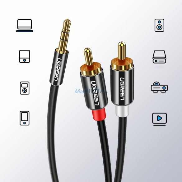 Ugreen audio kábel 3,5 mm mini jack - 2RCA 2 m fekete (AV116 10584)