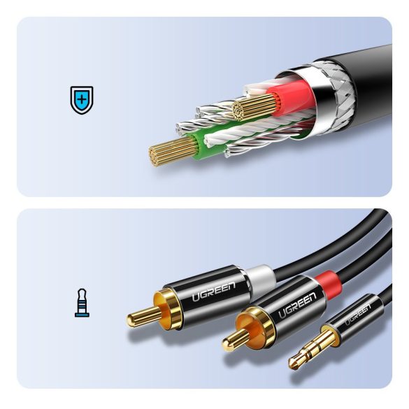 Ugreen audio kábel 3.5 mm mini jack - 2RCA 3m fekete (10590)