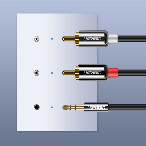 Ugreen audio kábel 3.5 mm mini jack - 2RCA 3m fekete (10590)