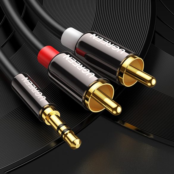 Ugreen audio kábel 3.5 mm mini jack - 2RCA 5m fekete (AV116)