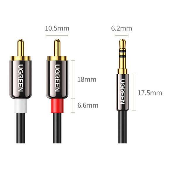 Ugreen audio kábel 3.5 mm mini jack - 2RCA 5m fekete (AV116)