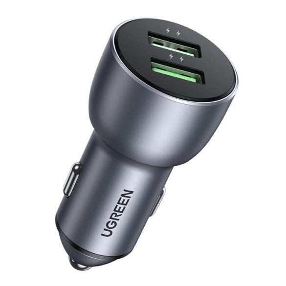 Ugreen Quick Car Charger 2x USB 36W Gyors töltés SCP FCP AFC szürke (CD213 10144)