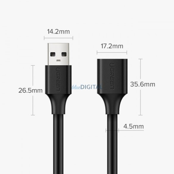 Ugreen hosszabbító USB kábel (férfi) - USB (női) 2.0 480Mbps 1.5m fekete (US103)