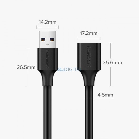 Ugreen hosszabbító USB kábel (férfi) - USB (női) 2.0 480Mbps 3m fekete (US103)