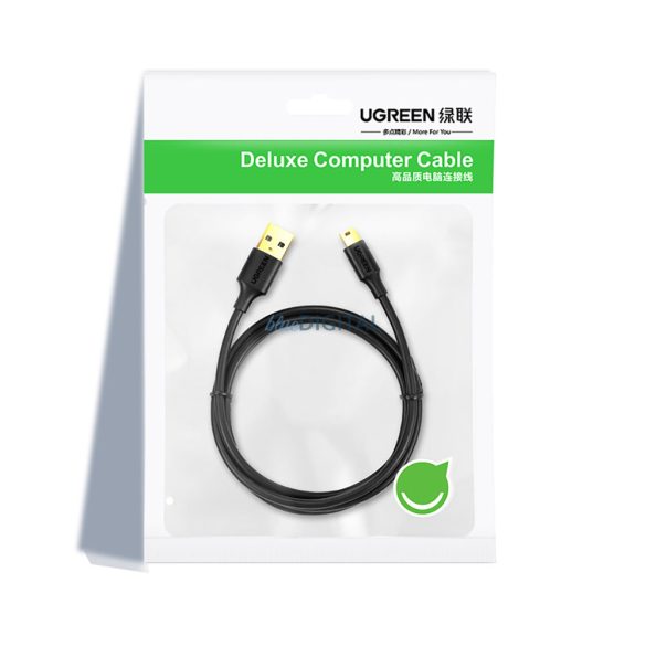 Ugreen 5 tűs aranyozott USB kábel - mini USB 0.25m fekete (US132)