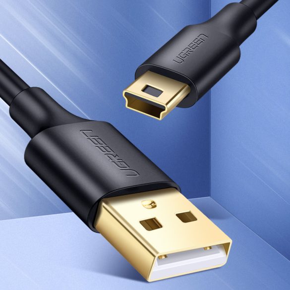 Ugreen 5 tűs aranyozott USB -kábel - Mini USB 0,5 m fekete (US132)