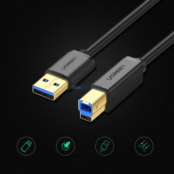 Ugreen nyomtatókábel USB-A - USB-B 5Gb/s 2m fekete (US210)