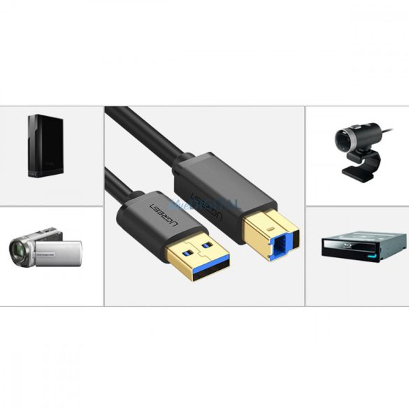 Ugreen nyomtatókábel USB-A - USB-B 5Gb/s 2m fekete (US210)