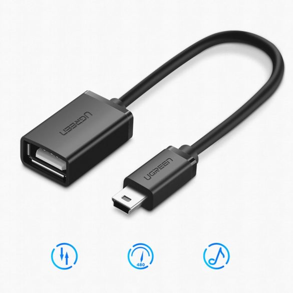 Ugreen US249 mini USB-B (apa) - USB-A (anya) OTG adapter 10cm - szürke