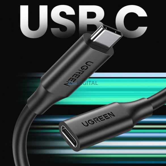 Ugreen kábel hosszabbító adapter USB C (férfi) - USB C (női) 100W 10Gb/s 1m fekete