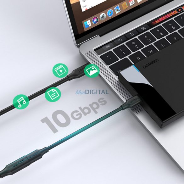 Ugreen kábel hosszabbító adapter USB C (férfi) - USB C (női) 100W 10Gb/s 1m fekete