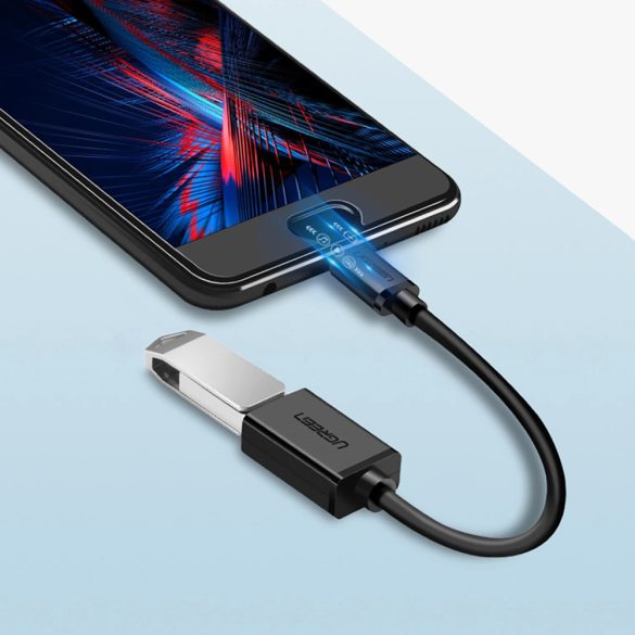 Ugreen US133 micro USB (apa) - USB-A (anya) OTG kábel lapos 0,15 m - fekete