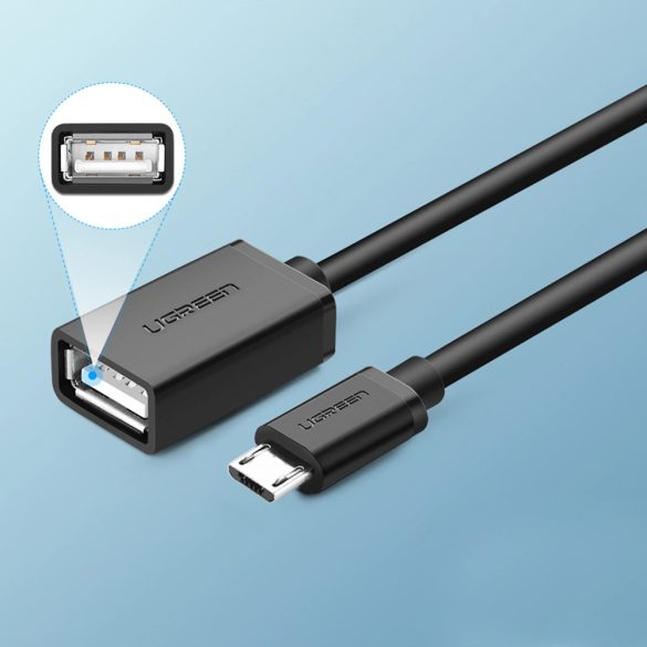 Ugreen US133 micro USB (apa) - USB-A (anya) OTG kábel lapos 0,15 m - fekete