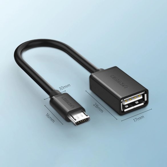 Ugreen US133 micro USB (apa) - USB-A (anya) OTG kábel lapos 0,15 m - fekete