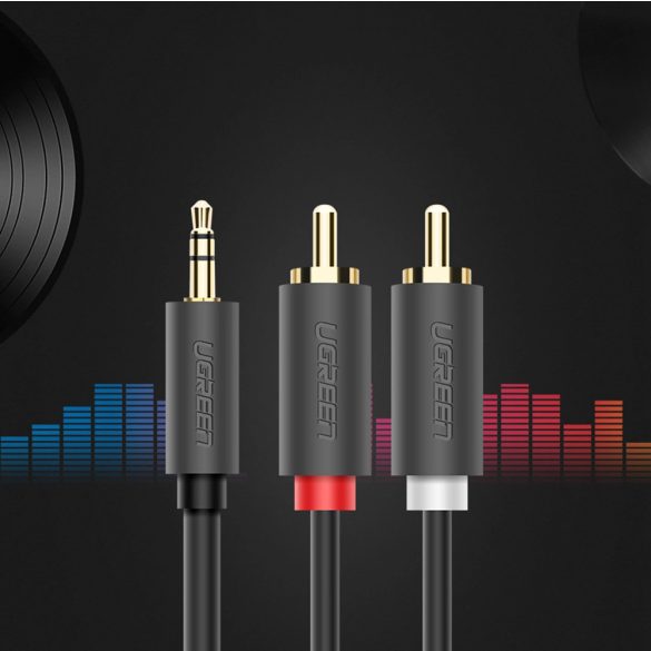 Ugreen AV102 audio kábel 3.5mm jack (apa) / 2RCA (apa) 2m - szürke