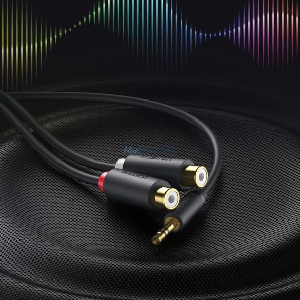 Ugreen audio adapter jack 3,5 mm-es apa és 2xRCA női kábel 0,25m szürke (AV109)