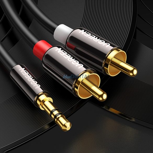 Ugreen audio kábel 3,5 mm mini jack - 2RCA 1,5 m fekete (AV116)