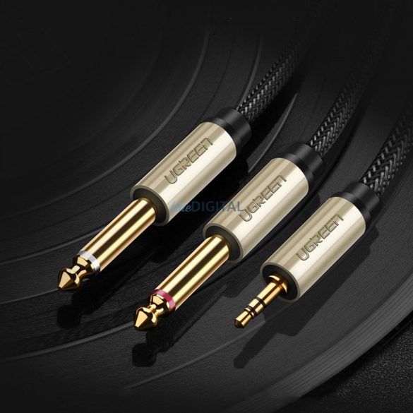 Ugreen audio kábel mini jack 3,5 mm - 2 x jack 6,35 mm 1m szürke (AV126)