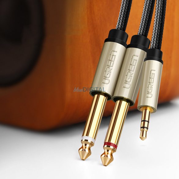 Ugreen audio kábel mini jack 3,5 mm - 2 x jack 6,35 mm 1m szürke (AV126)