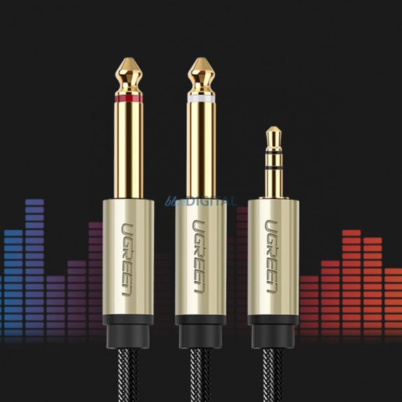 Ugreen audio kábel mini jack 3,5 mm - 2 x jack 6,35 mm 2m szürke (AV126)