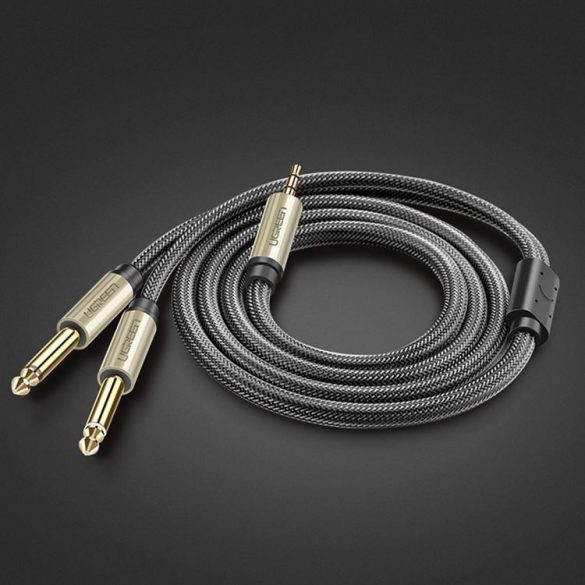 Ugreen audio kábel mini jack 3,5 mm - 2 x jack 6,35 mm 2m szürke (AV126)