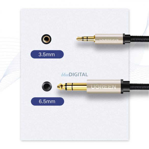 Ugreen audió kábel TRS mini jack 3.5mm - jack 6.35mm 1m szürke