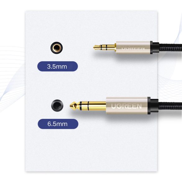 Ugreen AV127 audio TRS kábel 3.5mm jack / jack 6,35 mm 3m - szürke