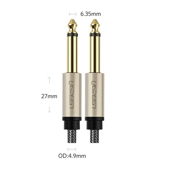 Ugreen kábel mono TS jack 6.35mm - jack 6.35mm 5m szürke (AV128)