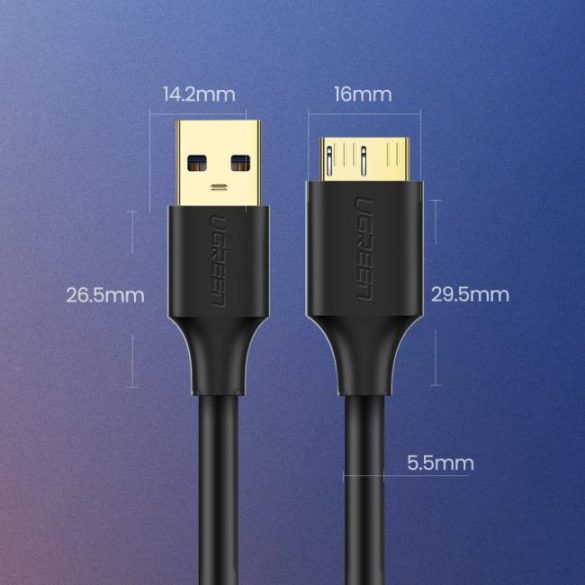 UGREEN USB 3.0 A Apa Micro USB 3.0 kábel fekete apa 1M