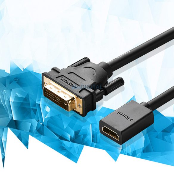 Ugreen adapter kábel DVI (férfi) - HDMI (női) 0.15m fekete (20118)