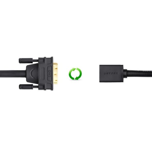 Ugreen adapter kábel DVI (férfi) - HDMI (női) 0.15m fekete (20118)