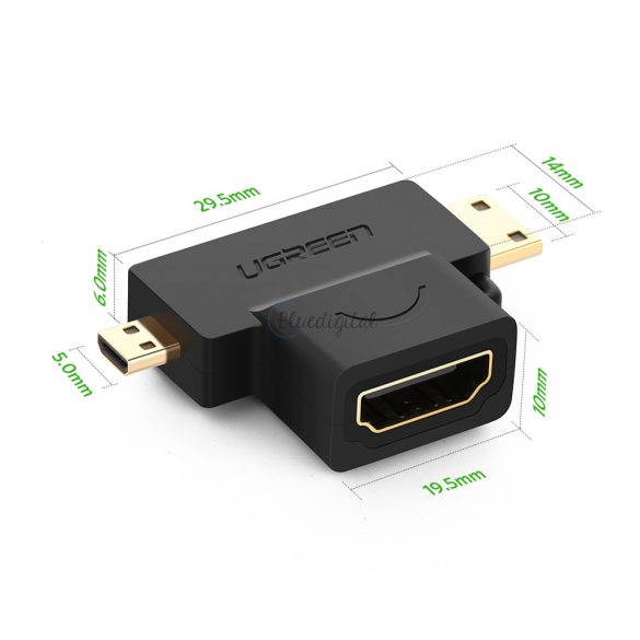 Ugreen adapter HDMI A tok (anya) a mini hdmi (apa) / Micro HDMI (apa) fekete (20144)