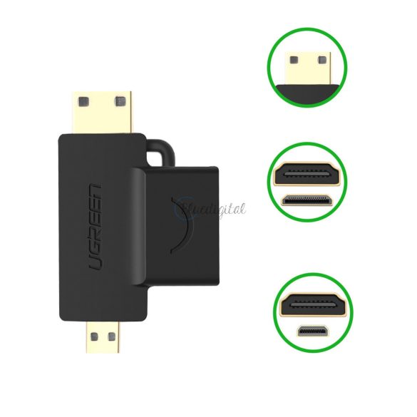 Ugreen adapter HDMI A tok (anya) a mini hdmi (apa) / Micro HDMI (apa) fekete (20144)