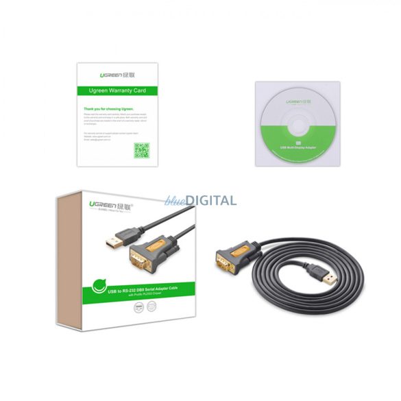 Ugreen adapter kábel USB-A - DB9 RS-232 1.5m szürke (CR104)