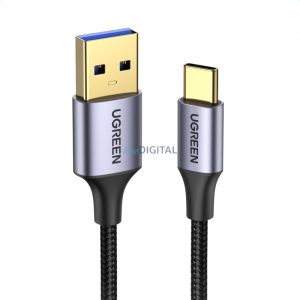 Ugreen US187 USB3.0 A/M és USB-C/M 2M kábel sötétszürke alumínium köpennyel Fekete